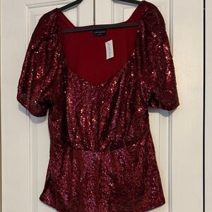Lane Bryant Red Sequin Blouse